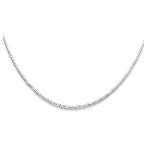 14K White Gold 2mm Sparkle Omega Necklace - 17"